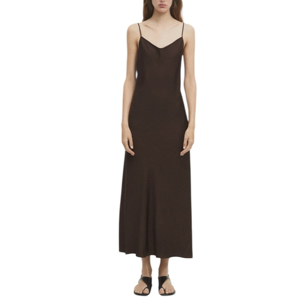 massimo dutti brown slip dress Silk maxi dress Massimo Dutti Brown size XS International in Silk